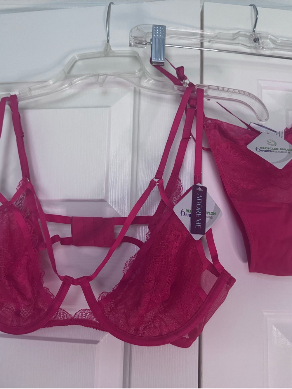 Adore Me Red Lace Strappy Underwire Bralette & Bikini Set